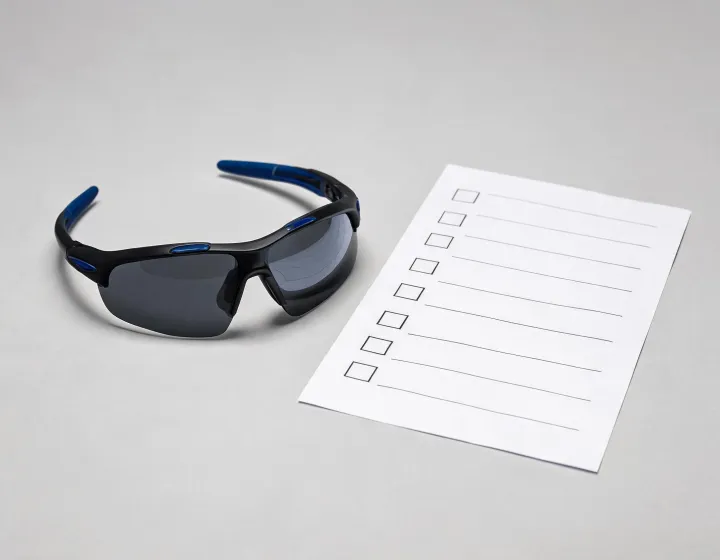 Polarized sports sunglasses fit and marking check sheet